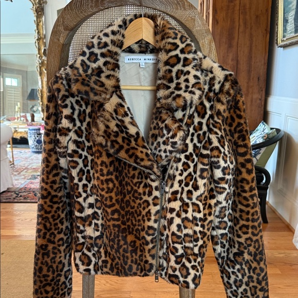 Rebecca Minkoff Brown Leopard Moto Jacket - Picture 1 of 4